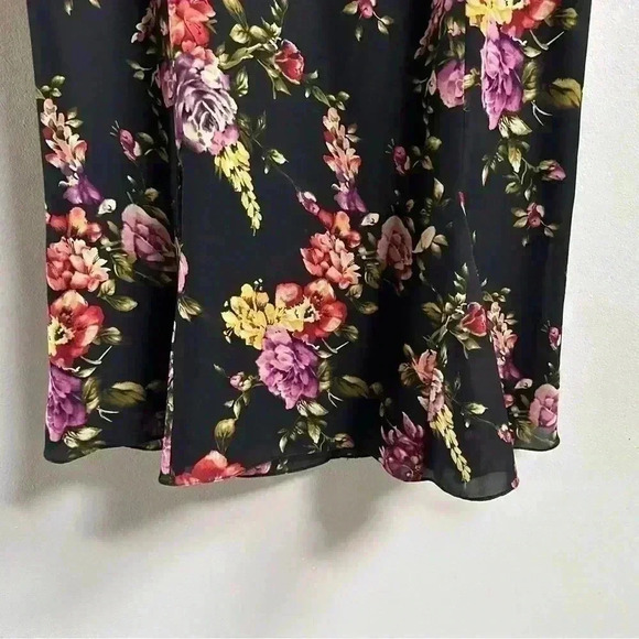 Vintage 1990s Talbots Floral Black Silk Flutter A-Line Midi Dress – Women’s 4 - Picture 7 of 13